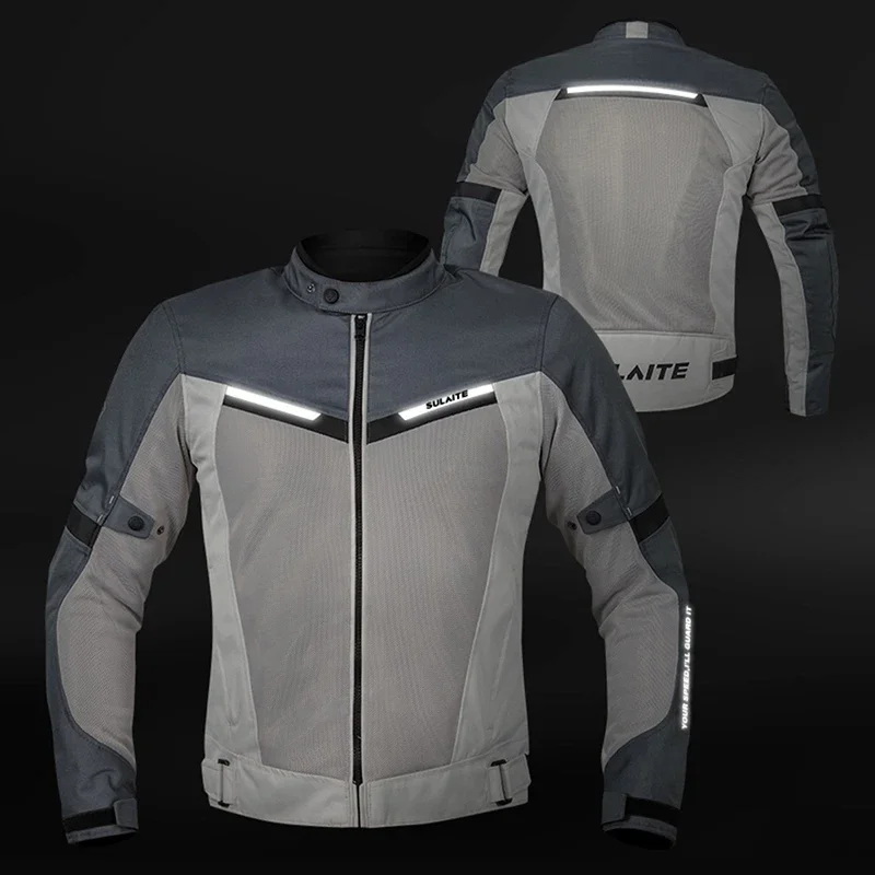 SULAITE New Men Motorcycle Jacket Women Summer Breathable Mesh Anti-Skid Protection Anti-Collision Soft Armor CE2 Gear