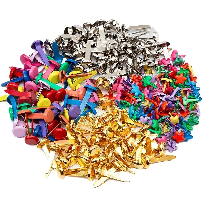 100PCS 다채로운 두 발톱 모양의 네일, 양뿔 네일, 북 네일, 패턴 장식 네일