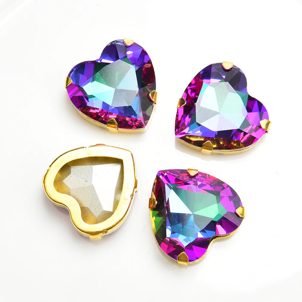 Large 27mm K9 Heart Shaped Stone With Gold Claw Crystal Sewing Rhinestones  for Garment Wedding Dress Needlework Accessories - AliExpress