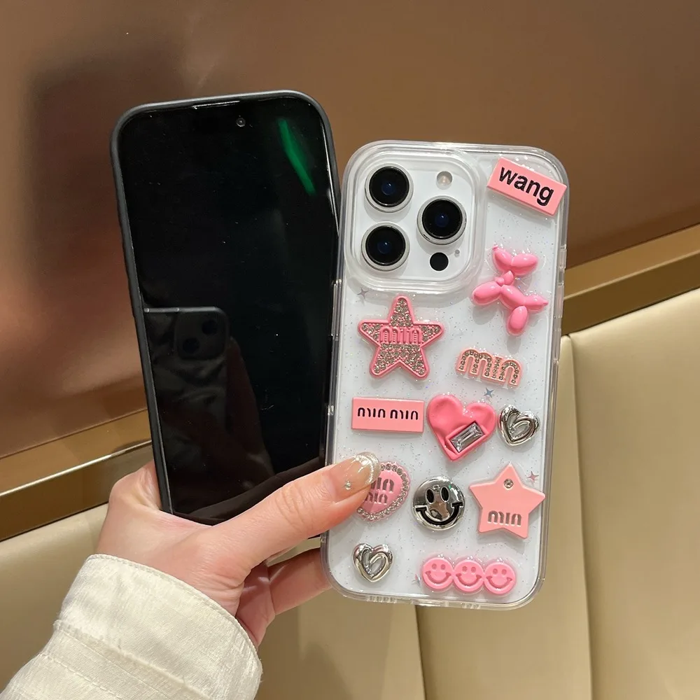 スマホケース・テックアクセサリーその他 [FEAR OF MISSING MASK] CORE : FROZEN HEART 7.0 (Light Pink) Cute 3D Love Heart Y2K Star Spicy Girl Phone Case For iPhone