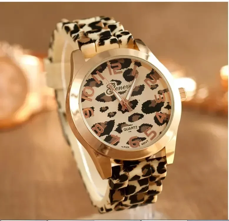 Geneva Watch Leopard Print Silicone Watch 2023 New Fashion Casual ...