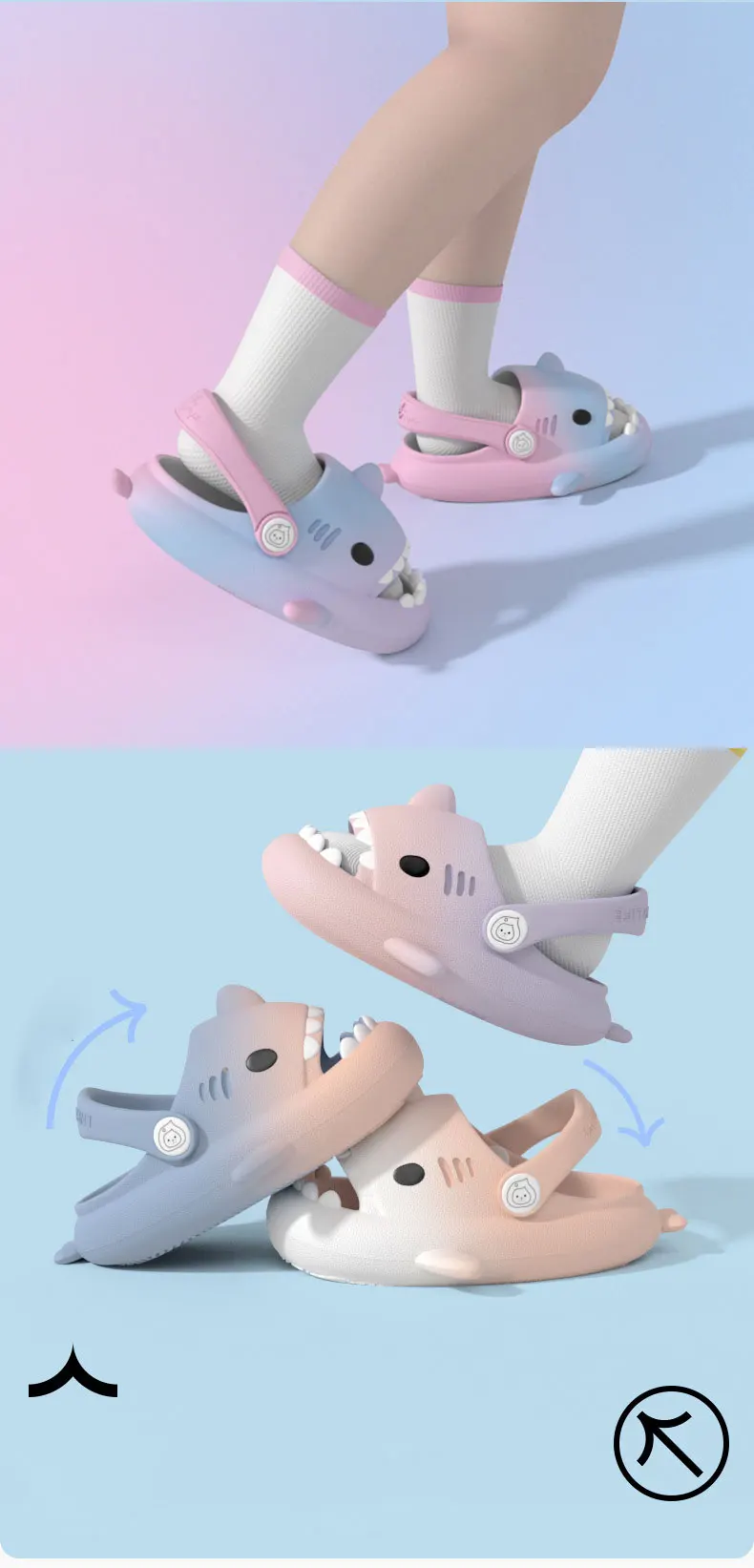 Description Picture 6 of itemColor Children Shoes Shark Slippers Flip Flops Soft Sole Cartoon Slipper Boys Girls Bathroom Sandal EVA Non-slip Kid Shoes