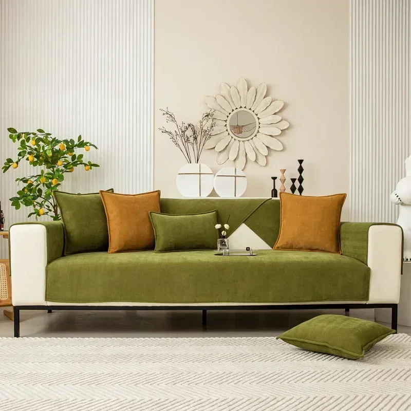 Four Seasons Universal Chenille Sofa Cover Non-slip Solid Color Sofa Mat for Living Room Couch Slipcovers Furniture Protector 5