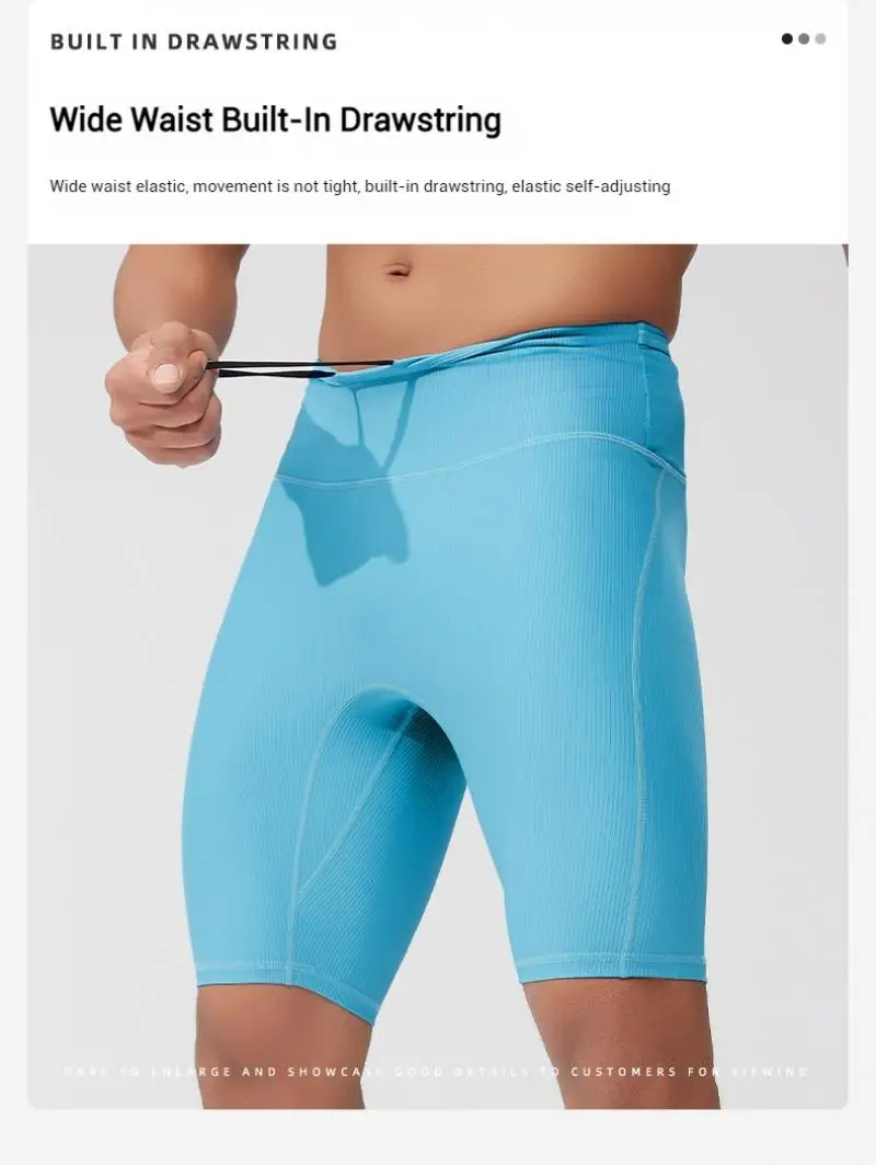 (S-2XL)Mens Quick Dry Compression Running Shorts High Waist Workout Bottoms with Mesh Back Multi-Pockets Fitness Traing Tights