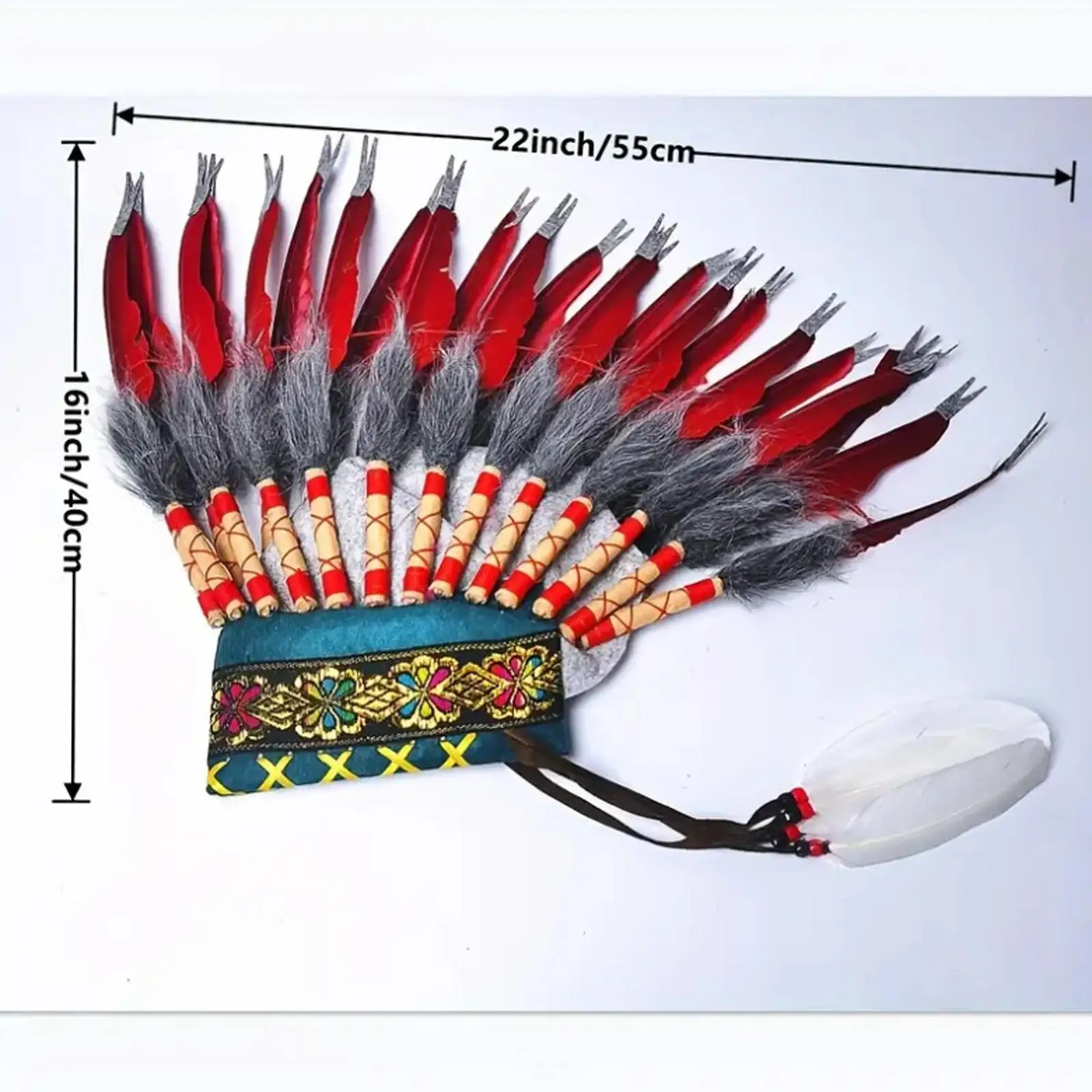 Cosplay Hats American Chief Indian Feather Headdress Headwear Hat Photo Props for Cosplay Performance Costume Party Stage Hat Fancy Dress