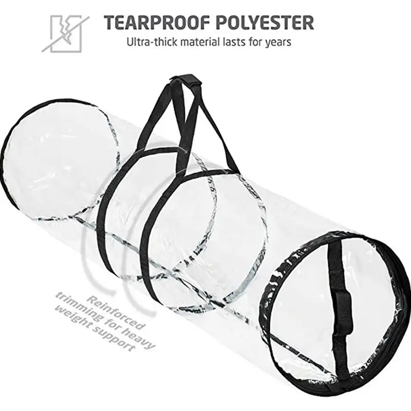 Transparent Underbed Easy Carry Handles Christmas Wrapping Paper Storage Bag Waterproof PVC Birthday Gift Wrap Roll Organizer