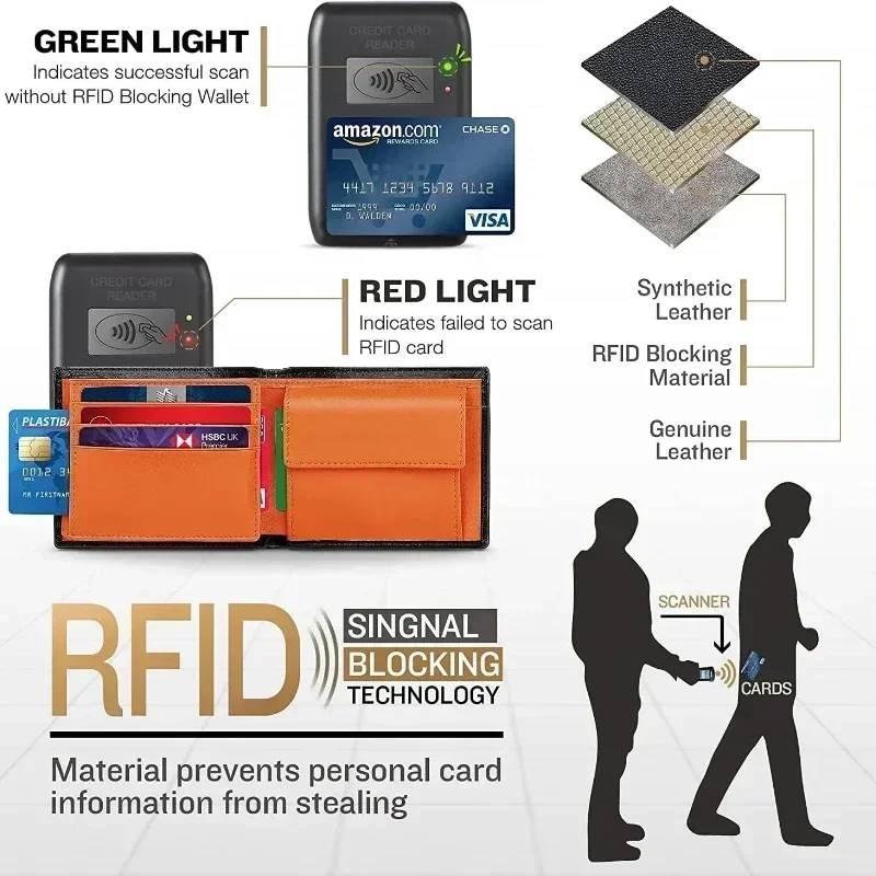 Short Genuine Leather Mens Wallets Classic Slim Solid Purse Card Holder Coin Pocket RFID Fashion Quality 6