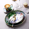 New Forest Beast Tiger Pattern Tableware Ceramic Plate Bone Porcelain Gold Plated Western Porcelain Plate Tableware Set 3