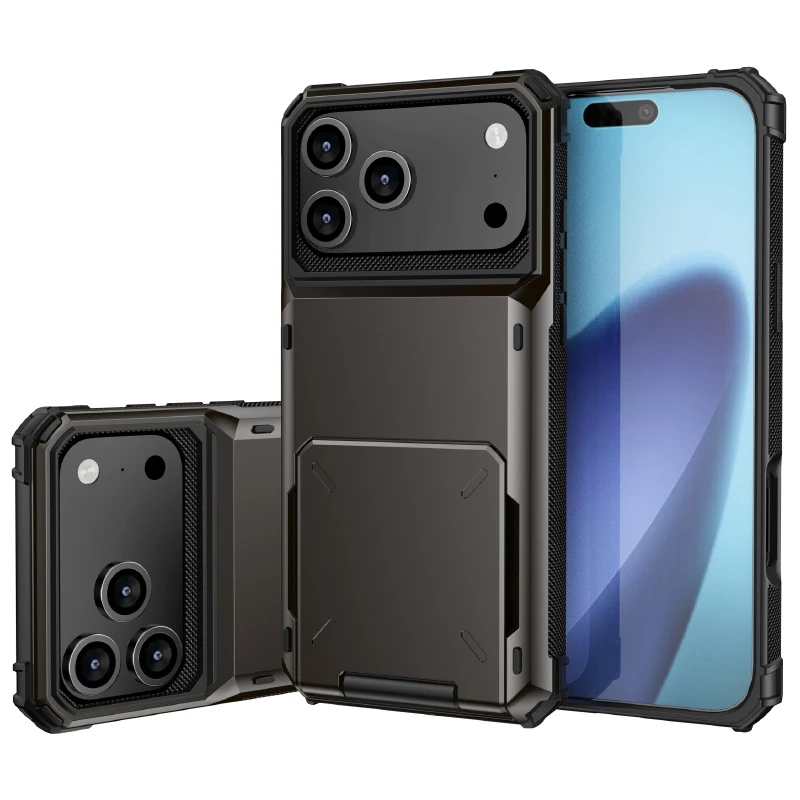 Elegant Flip Wallet Card Slot Shockproof Phone Case with Dual Material Bumper