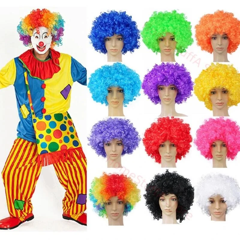 Performance Wavy Curly Clown Wig Cosplay Hair For Christmas New Year Adult Birthday Party Disco Decoration Kids Gift Supplies synthetic wigs