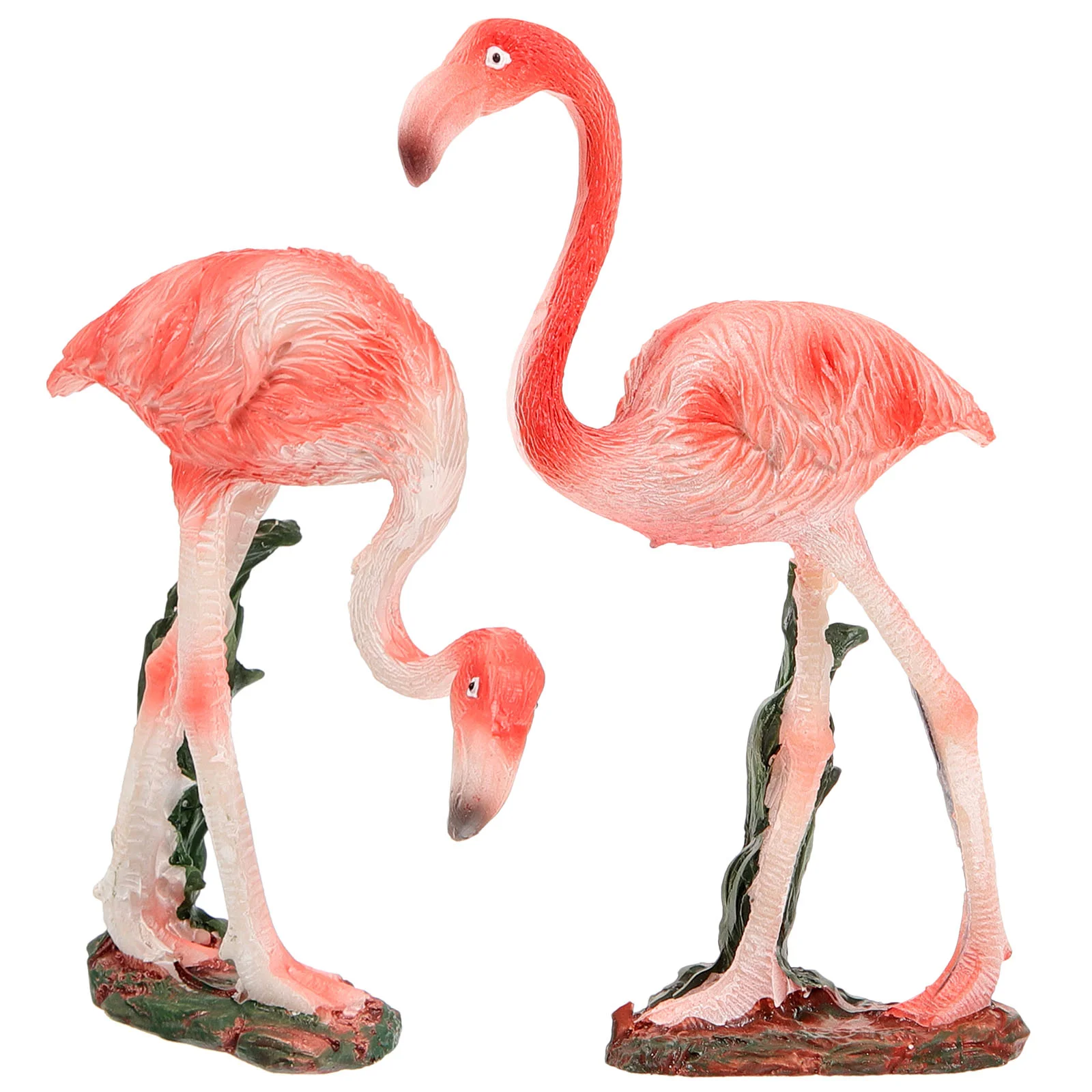 

2 Pcs Flamingo Ornament Gardening Decoration Mini Ornaments Statue Resin Simulated Table Decorations