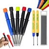 2.8mm Solid Carpenter Pencil Set with Pen Cover, Long Nosed Deep Hole Mechanical Pencil Black/Blue Marking pen for Carpenter 1