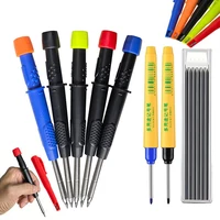2.8mm Solid Carpenter Pencil Set with Pen Cover, Long Nosed Deep Hole Mechanical Pencil Black/Blue Marking pen for Carpenter 1