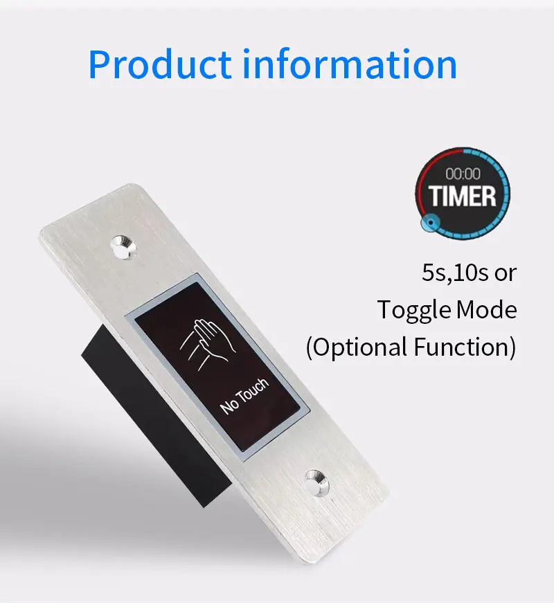 Metal Backlight Infrared Touchless Exit Release Switch Button No Touch Switch IP