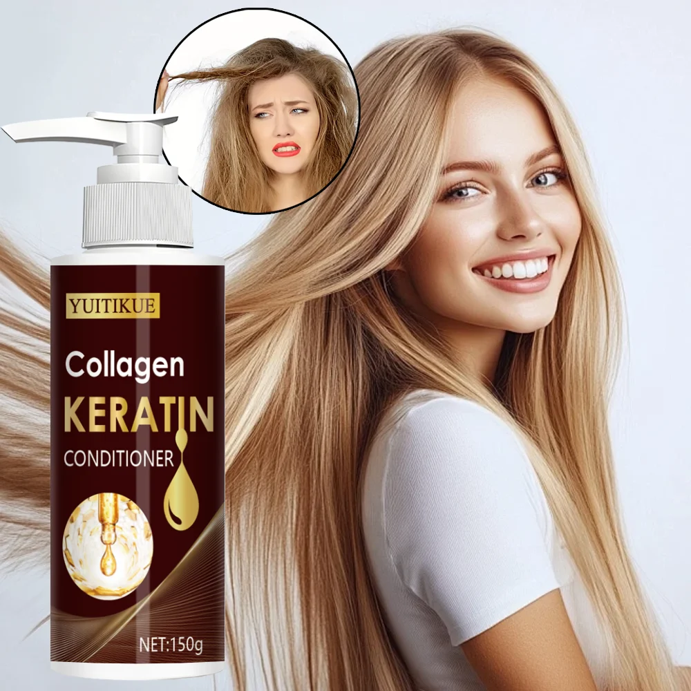 Keratin collagen conditioner, repairs oil control, moisturizing conditioner, smooth, anti-frizz, perm damage hair care.