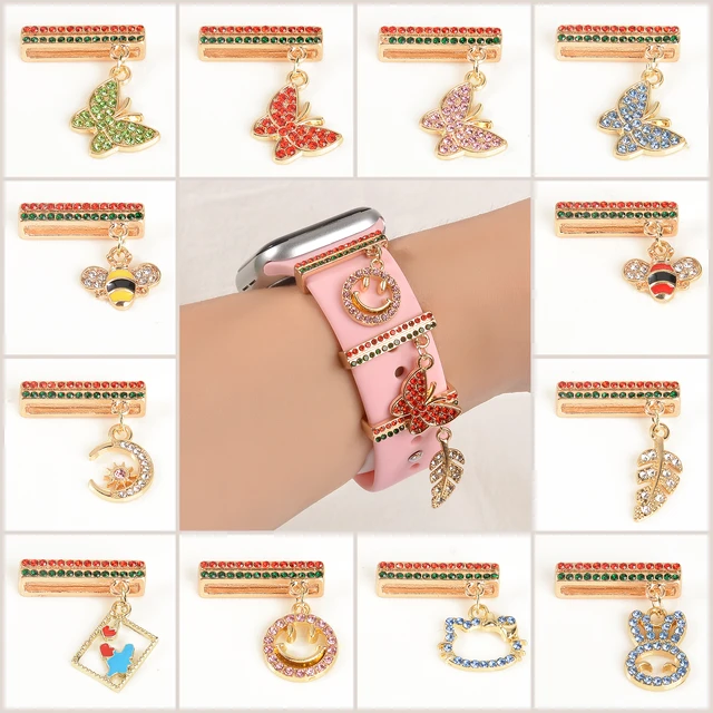 Silicone Strap Diamonds Apple Watch  Decorative Charms Apple Watch Band - Watch  Band - Aliexpress