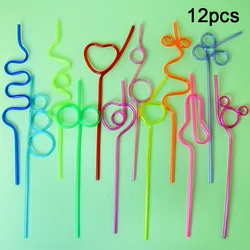 Colorful Reusable Spiral Straws - Ideal for Parties and Celebrations (Various--12pcs)