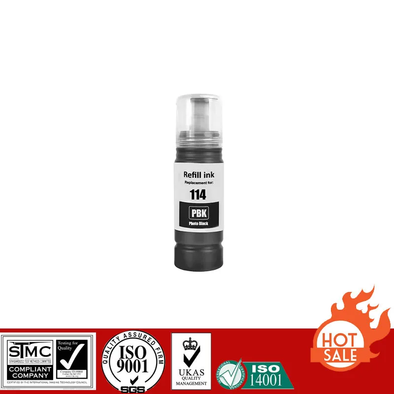 Compatible Refill Pigment Ink For T-114 T114 114 For Epson Ecotank ET-8500/ET-8550 Printer