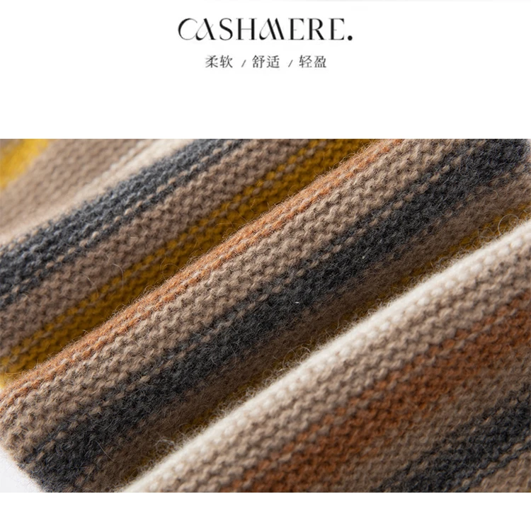 Damen-Beinstulpen aus 100 % reinem Kaschmir, Herbst und Winter, verdickte, kältebeständige Thermosocken, Florsocken, gestreifte Beinstulpen – Detail 9