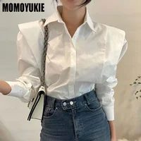 2023 Spring Women Blouses Fashion Vintage Simple Closure Panel Ruffles Long Sleeve Leisure Solid Korean Edition Women's Shirt - Image 5
