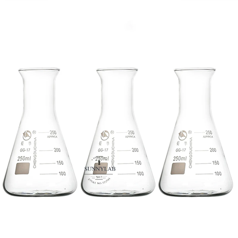 50ml to 2000ml Glass Erlenmeyer Flask Triangle/conical Flask bottle with trumpet Mouth 1Pcs/Lot for lab experiments lab glass supplies lab volumetric flask