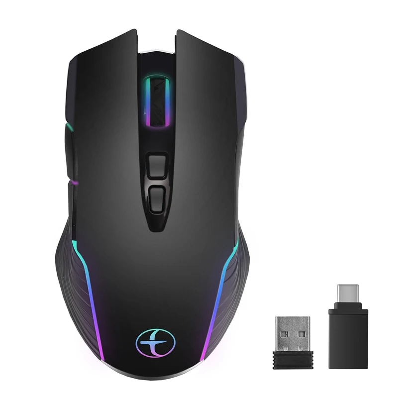 1Set 2.4G Mouse Wireless Mouse Ergonomico Mover Led Mouse Silenzioso Ricaricabile Mouse Ottico Usb