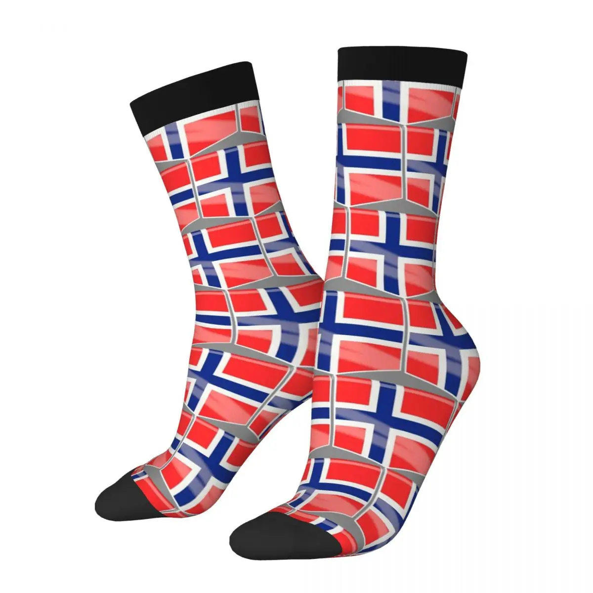 

Happy Funny Country Sign Men's Socks Vintage Harajuku Norway Flag Hip Hop Novelty Seamless Crew Crazy Sock Gift Printed