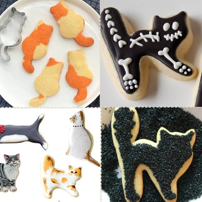 

8 Pieces for Cat Cookie Cutters Shapes Candy Molds Walking Sitting for Cat T21C