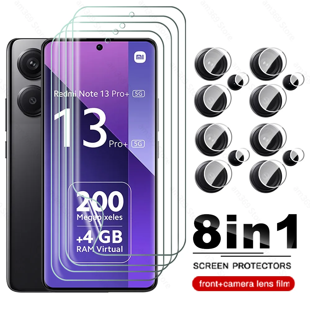 

Мягкая Гидрогелевая пленка 8 в 1 для Xiaomi Redmi Note 13 Pro + 5G, защита экрана, стекло для объектива Redmy Note13 Pro Plus Note13Pro 13Pro 4G