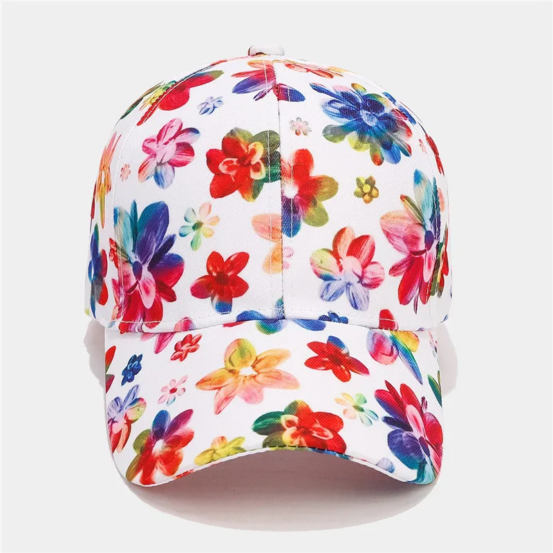 Summer Polyester Flower Print Casquette Baseball Cap Adjustable Outdoor Snapback Hats Women 36 baseball cap sun hat