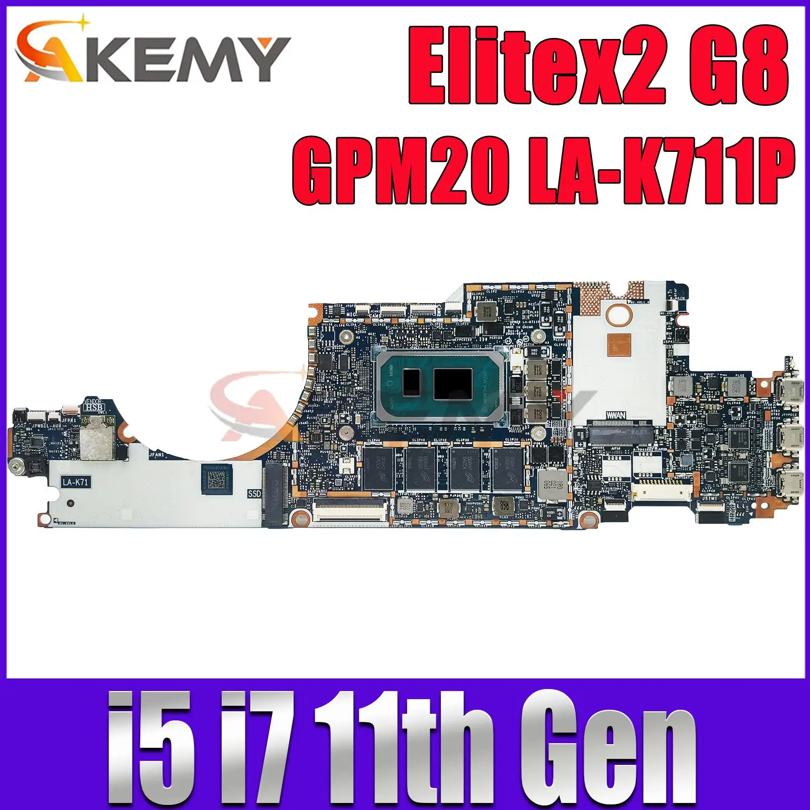 

GPM20 LA-K711P For HP Elitex2 G8 Laptop Motherboard M51656-601 M51656-001 With i5 i7 11th Gen CPU 16GB/32GB RAM 100% Working