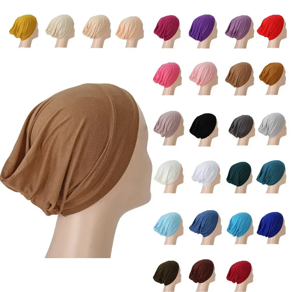 Muslim Headwear Head Scarf Hijab Headscarf Muslim Women Head Scarf Cotton Underscarf Stretch Hijab Cover Headwrap Underscarf Cap Shawl Islam Scarf Inner Headband Bonnet