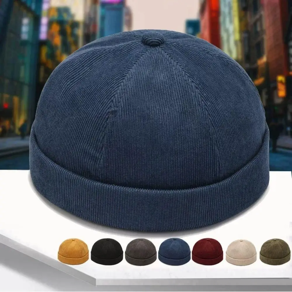 Retro Dome Beanie Hat For Men And Women Brimless Hats Skullcap Docker Adjustable Solid Color Novelty Cotton Caps Men Bonnet 2