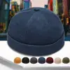 Retro Dome Beanie Hat For Men And Women Brimless Hats Skullcap Docker Adjustable Solid Color Novelty Cotton Caps Men Bonnet 2