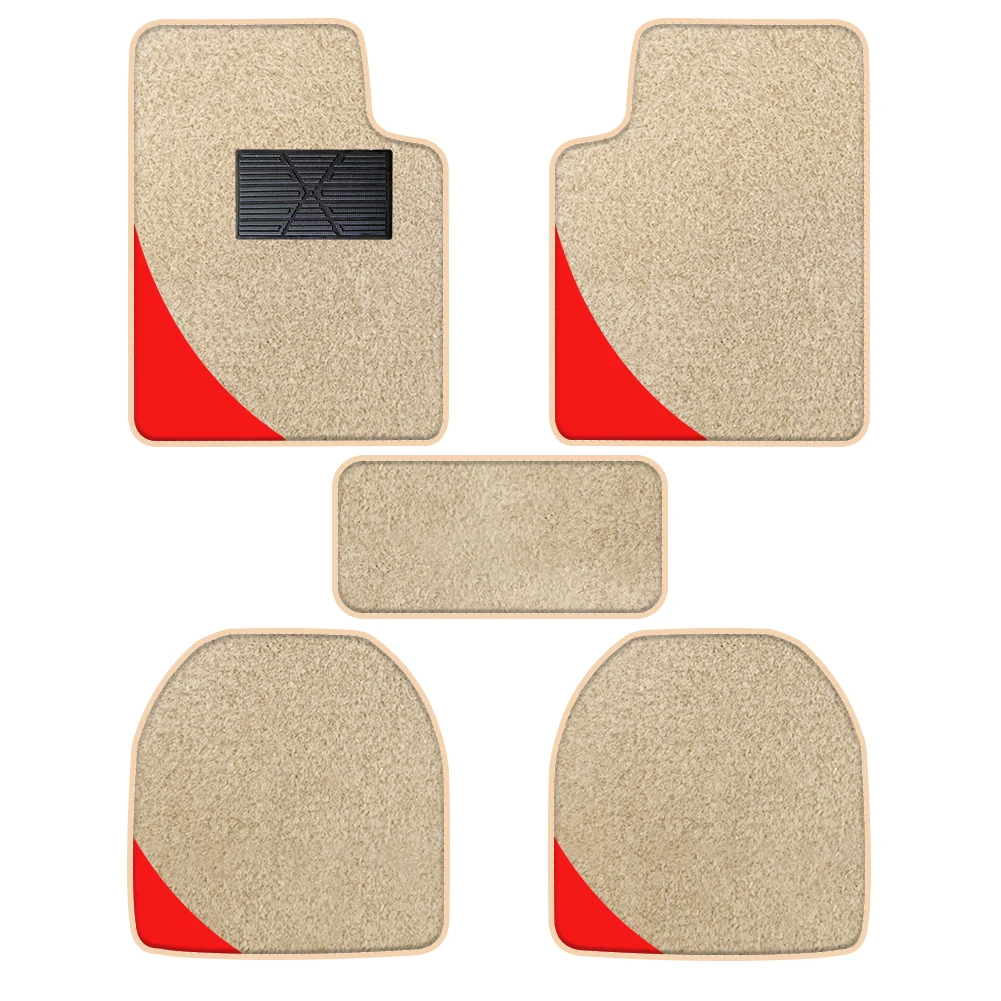 

Beige Velvet Floor Mat With Color Stripes 5pcs Suitable For Off-Road Vehicles And Trucks Equipped With All-Weather Waterproof Pr