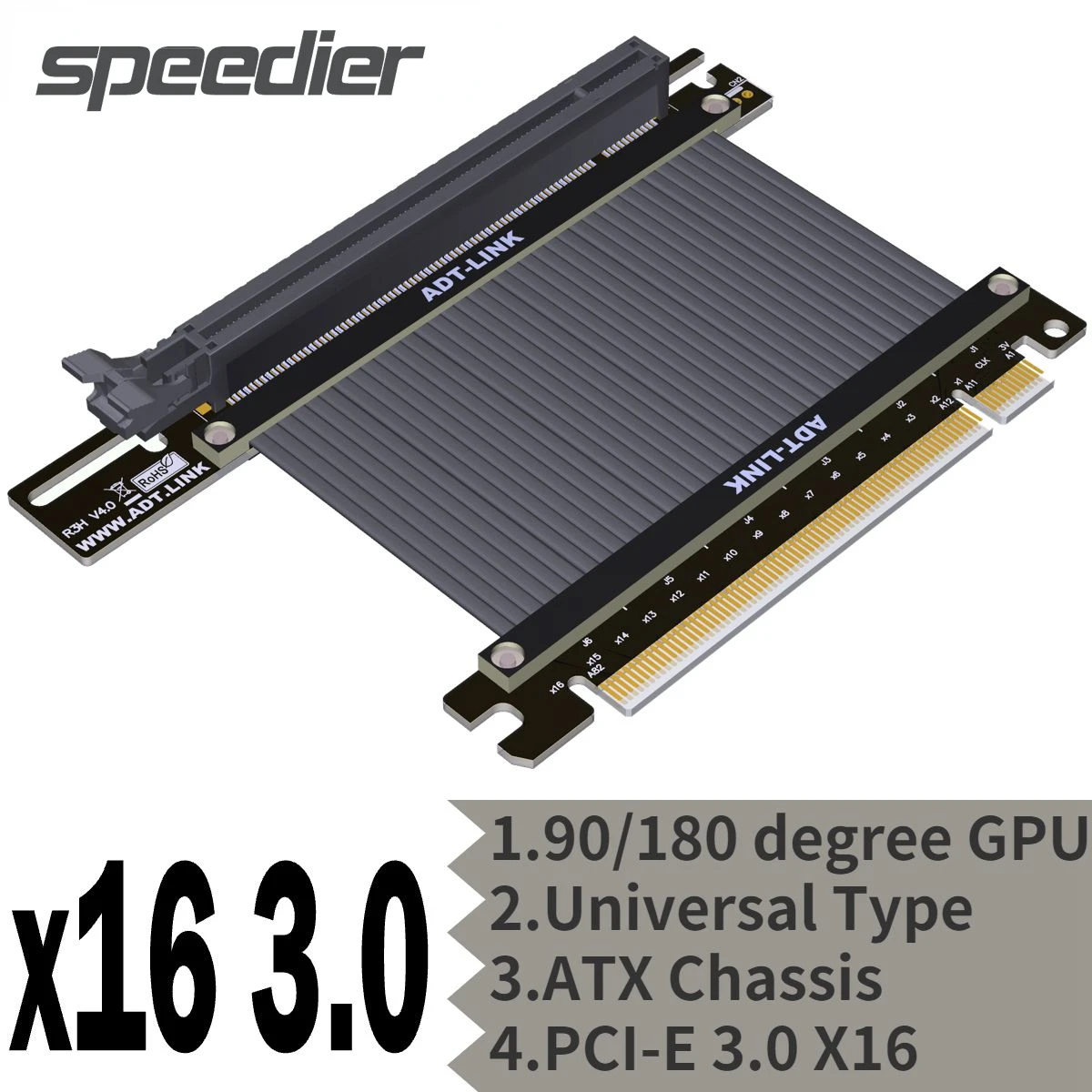 High Speed Gaming Extreme Pcie 3.0 X16 Riser Cable Rtx3090 Rx6900Xt Tested Shielded Universal Pci Express 16X Gpu Riser Extender