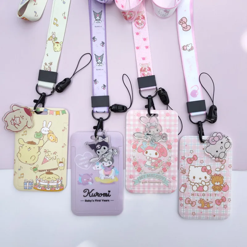 Sanrio ID Badge Holder Cute Credit Card Case with Keychain for