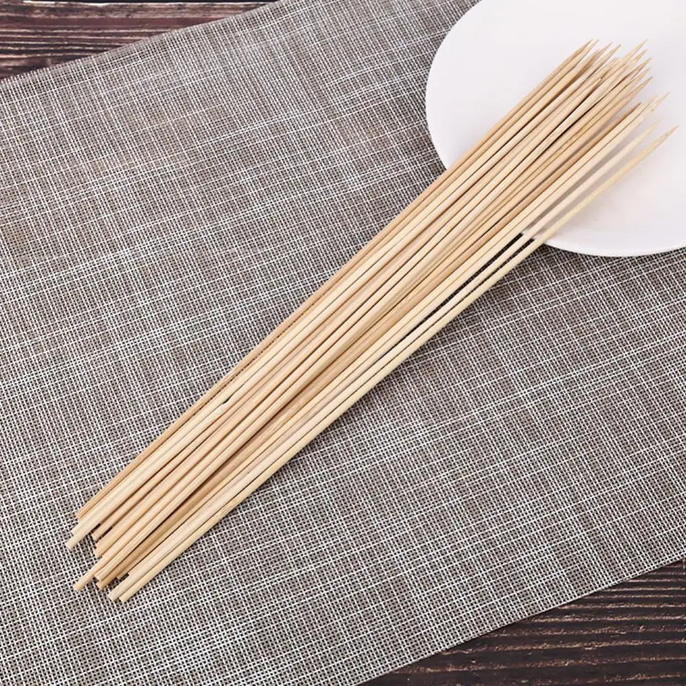 Skewer 50/100Pcs Disposable Barbecue BBQ Bamboo Skewers Meat Food Meatballs Wood Sticks