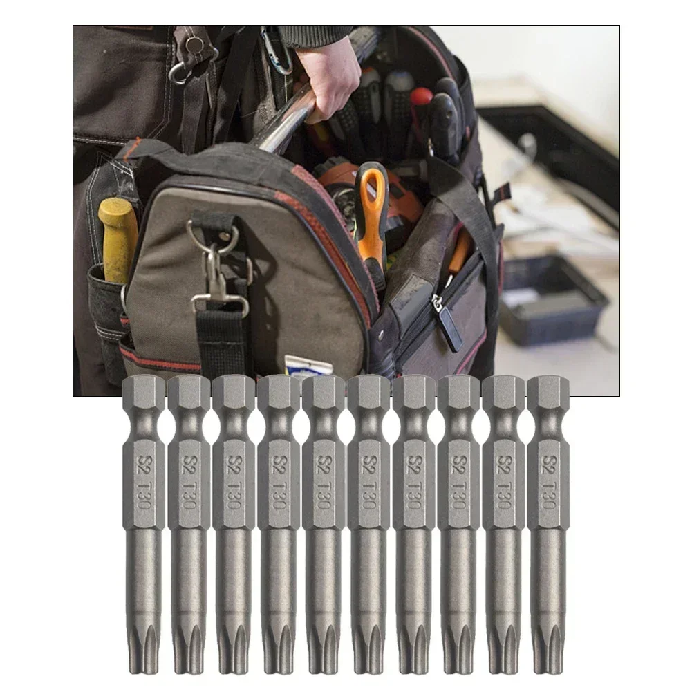 10x Torx Schraubendreher Bits T30, 50 Mm, Magnetisch, 1/4 Sechskantschaft – Für Akkuschrauber & Handwerkzeuge