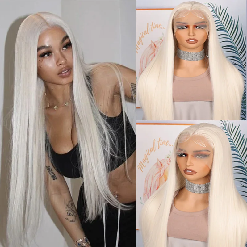 Lace Front Wig Soft Preplucked 26Inch 180Density Straight Synthetic With Baby Hair Glueless Daily Wear