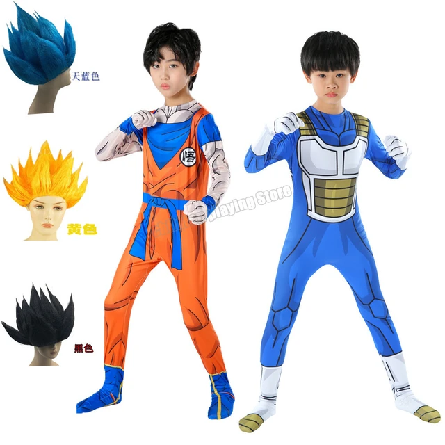Dragon Ball Trajes infantis, Trajes de Halloween, Peruca Goku Azul para Meninos, Vestir Festa de Carnaval _ - AliExpress Mobile