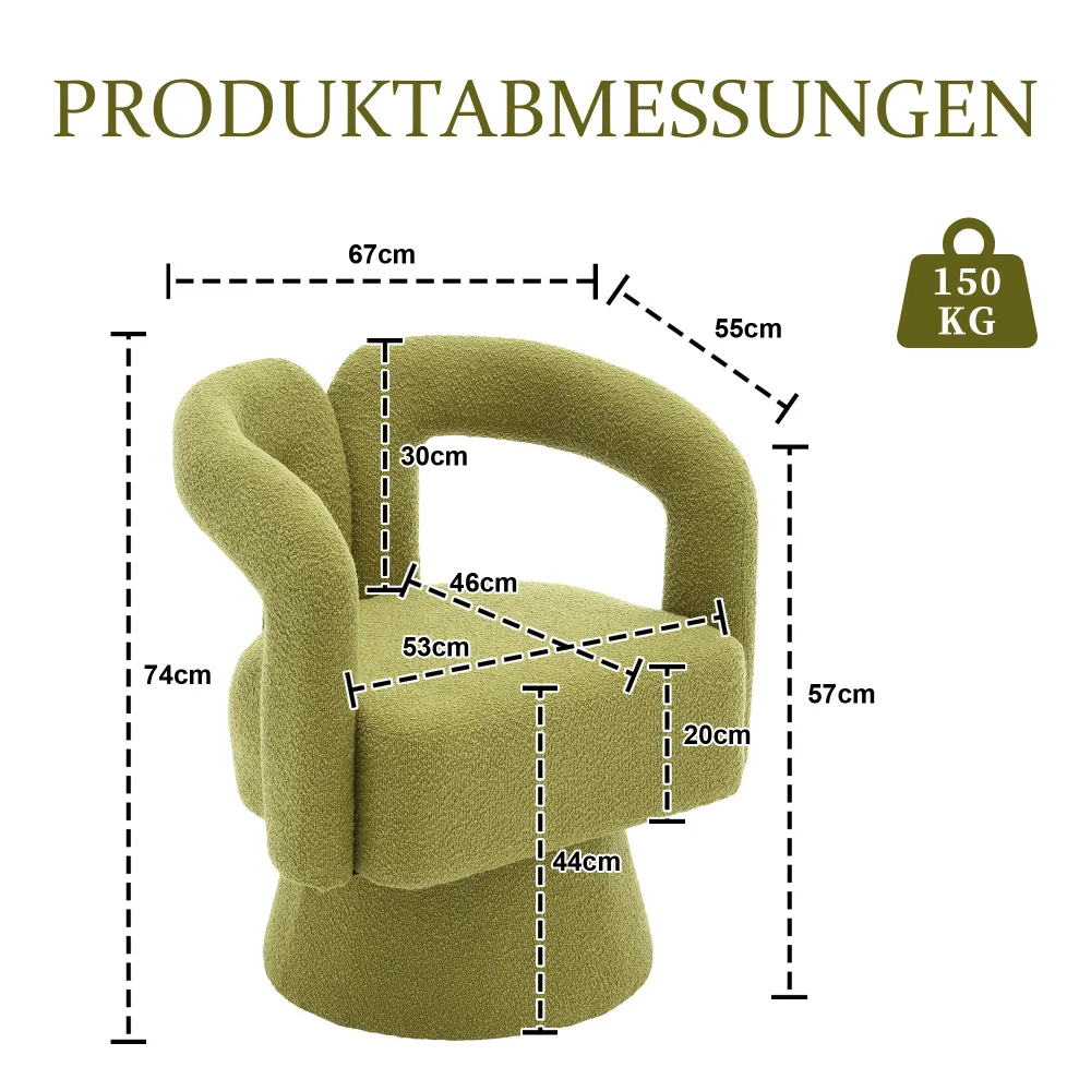360-Grad-drehbare Cuddle Barrel-Akzentstühle, runder Sessel mit breiter Polsterung, flauschiger Stoffsessel für Wohnzimmer und Schlafzimmer – Detail 17