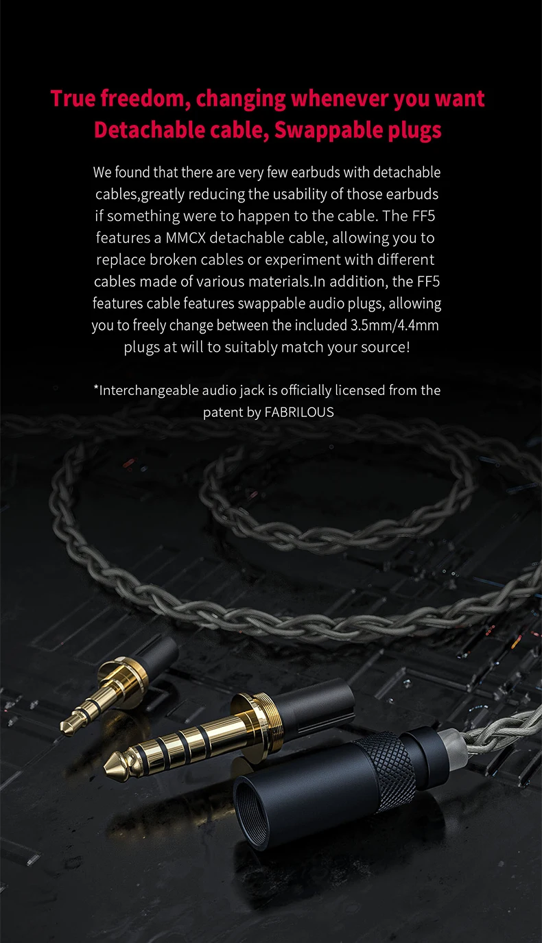 FiiO FF5 Carbon-based 14.2mm Dynamic Driver Earbuds Alumium Shell