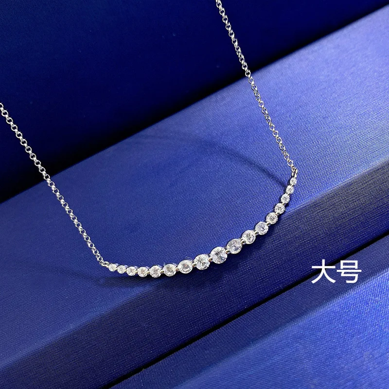 

Jewelry Diamond Smile Necklace Fashion Light Luxury Diamond Pendant S925 Silver Plated Platinum Collar Chain Female