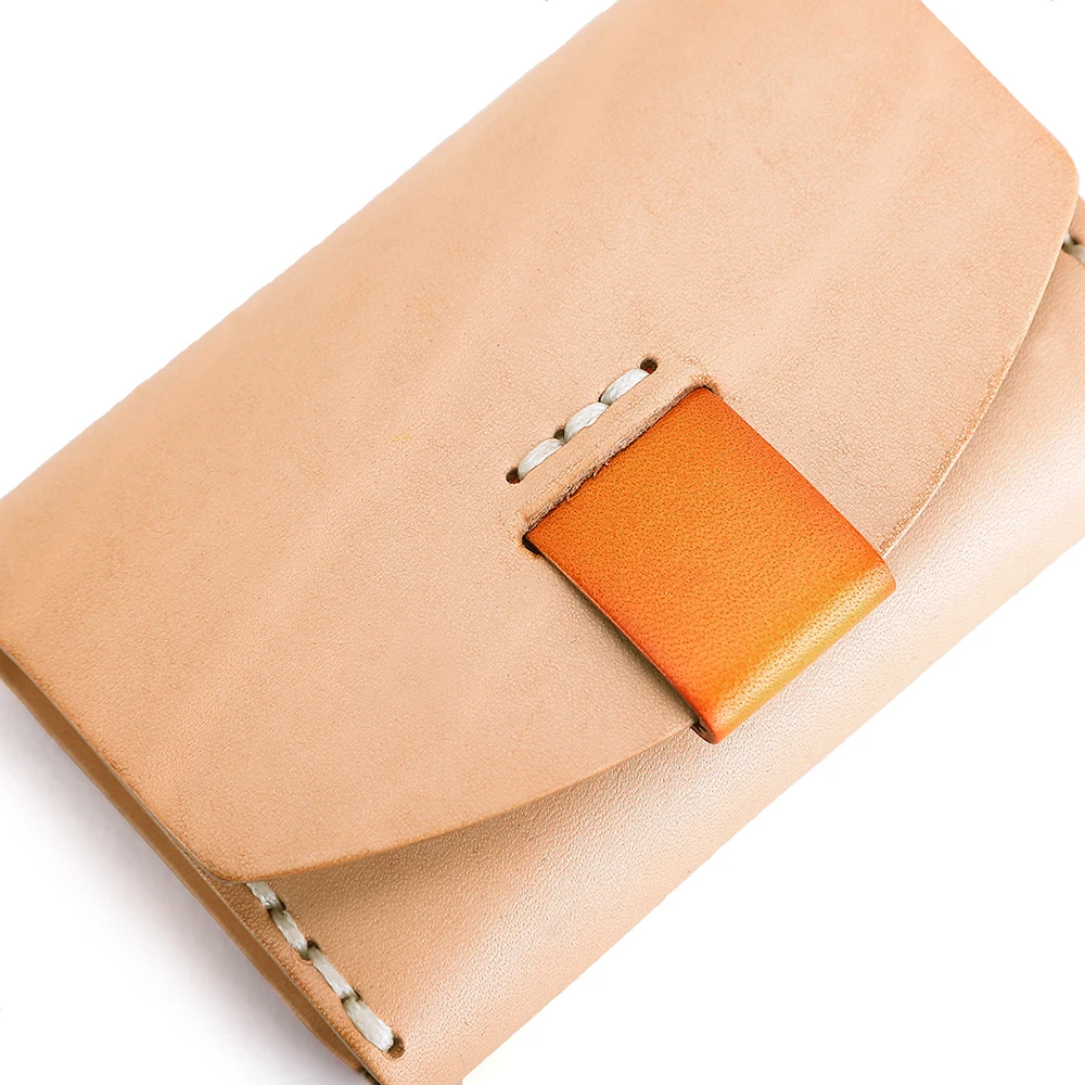 Vegetable Tanned Leather Card Bags Genuine Leather Zero Wallet Mini Card Case Cowhide Retro Card Holder Change Purse