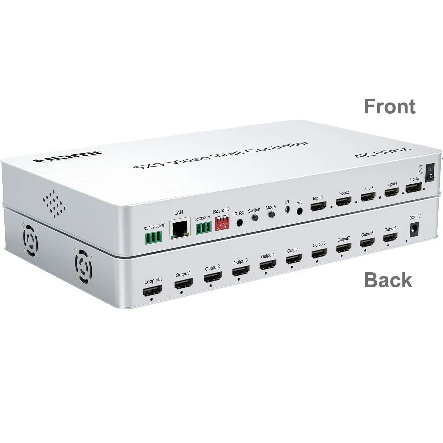 4K 60hz 5x9 HDMI 비디오 월 컨트롤러 2x2 3x3 9 가지 방법 TV 스플라이서 멀티 스크린 프로세서 수평 수직 스크린 접합 상자