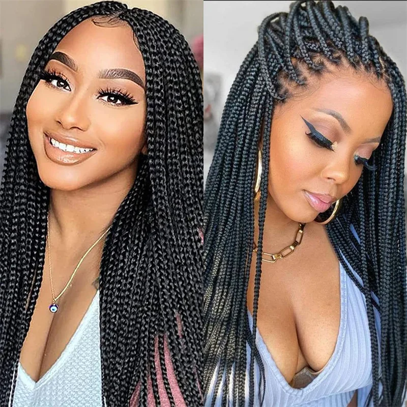 Braid Wig Synthetic Hair Long Straight Braided Wigs For Black Women Fully Machine Made Twist Braids WigResistant Braiding Hair