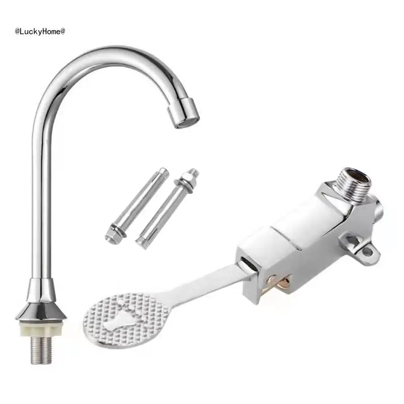 

Faucet Basin Floor Foot Pedal Control Single Cold Water Tap for Valve Controller Kitchen Bathroom Accessories 11UA