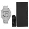 Hip-hop Punk Quartz Watch Stylish Full Diamonds Watch 2 Styles to Choose Bundled Size Adjuster Men Women Party Jewelry Gift Box 4