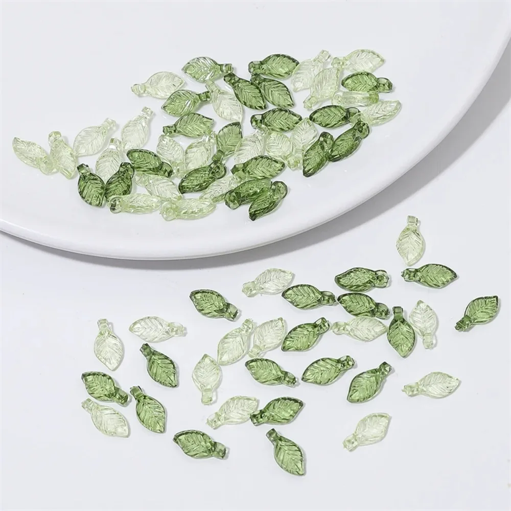 Elegant Green Transparent Leaf-Shaped Acrylic Beads